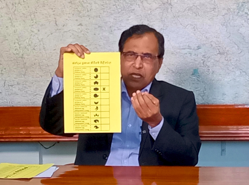පක්ෂයට අදාළ සලකුණ ඉදිරියේ කතිරය පමණක් සටහන් කරන්න